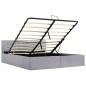 vidaXL Cama hidráulica con almacenaje y LED tela gris claro 140x200 cm 