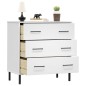 vidaXL Aparador con 3 cajones OSLO madera maciza blanco 77x40x79,5 cm
