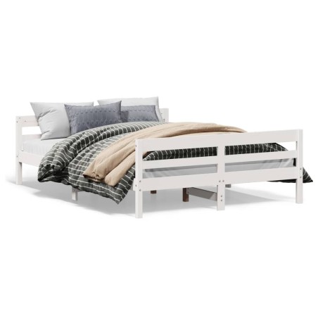 vidaXL Estructura de cama con cabecero madera pino blanco 140x200 cm