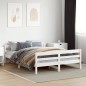 vidaXL Estructura de cama con cabecero madera pino blanco 140x200 cm