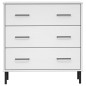 vidaXL Aparador con 3 cajones OSLO madera maciza blanco 77x40x79,5 cm