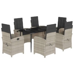 vidaXL Set comedor jardín 7 pzas y cojines ratán sintético gris claro
