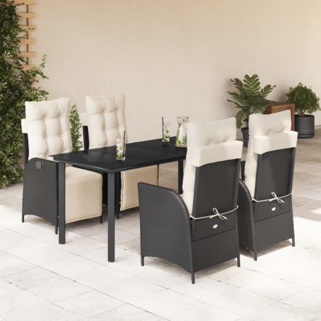 vidaXL Set de muebles jardín 5 pzas con cojines ratán sintético negro