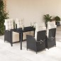 vidaXL Set de muebles jardín 5 pzas con cojines ratán sintético negro vidaXL Set de muebles jardín 5 pzas con cojines ratán sintético negro