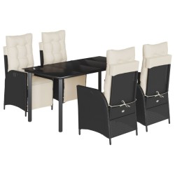 vidaXL Set de muebles jardín 5 pzas con cojines ratán sintético negro