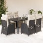 vidaXL Set de comedor de jardín 7 pzas y cojines ratán sintético negro vidaXL Set de comedor de jardín 7 pzas y cojines ratán sintético negro
