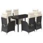 vidaXL Set de comedor de jardín 7 pzas y cojines ratán sintético negro vidaXL Set de comedor de jardín 7 pzas y cojines ratán sintético negro