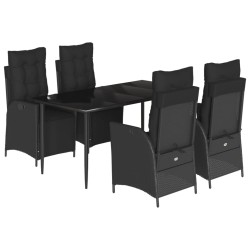 vidaXL Set de muebles jardín 5 pzas con cojines ratán sintético negro