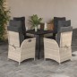 vidaXL Set comedor de jardín 5 pzas cojines ratán sintético gris claro vidaXL Set comedor de jardín 5 pzas cojines ratán sintético gris claro
