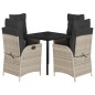 vidaXL Set comedor de jardín 5 pzas cojines ratán sintético gris claro vidaXL Set comedor de jardín 5 pzas cojines ratán sintético gris claro