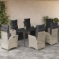 vidaXL Set comedor jardín 7 pzas y cojines ratán sintético gris claro vidaXL Set comedor jardín 7 pzas y cojines ratán sintético gris claro
