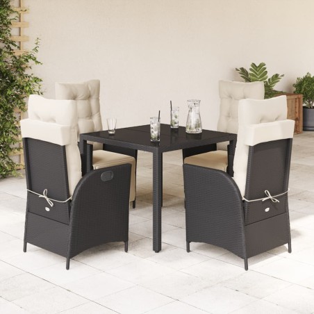vidaXL Set de muebles jardín 5 pzas con cojines ratán sintético negro