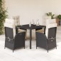 vidaXL Set de muebles jardín 5 pzas con cojines ratán sintético negro vidaXL Set de muebles jardín 5 pzas con cojines ratán sintético negro