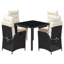 vidaXL Set de muebles jardín 5 pzas con cojines ratán sintético negro