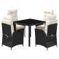vidaXL Set de muebles jardín 5 pzas con cojines ratán sintético negro vidaXL Set de muebles jardín 5 pzas con cojines ratán sintético negro