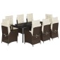 vidaXL Set comedor para jardín 9 pzas y cojines ratán sintético marrón vidaXL Set comedor para jardín 9 pzas y cojines ratán sintético marrón