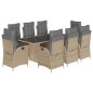 vidaXL Set comedor de jardín 9 pzas con cojines ratán sintético beige vidaXL Set comedor de jardín 9 pzas con cojines ratán sintético beige