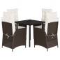 vidaXL Set comedor de jardín 5 piezas y cojines ratán sintético marrón vidaXL Set comedor de jardín 5 piezas y cojines ratán sintético marrón