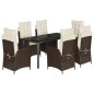 vidaXL Set comedor de jardín 7 pzas con cojines ratán sintético marrón