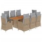 vidaXL Set comedor de jardín 9 pzas con cojines ratán sintético beige vidaXL Set comedor de jardín 9 pzas con cojines ratán sintético beige