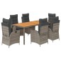 vidaXL Set comedor jardín 7 pzas y cojines ratán sintético gris vidaXL Set comedor jardín 7 pzas y cojines ratán sintético gris