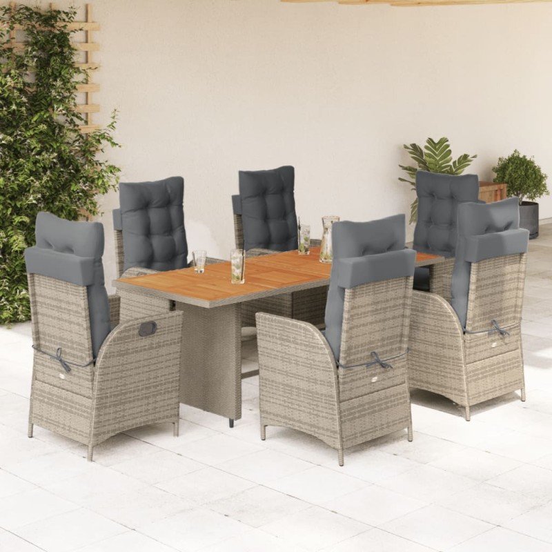 vidaXL Set comedor jardín 7 pzas y cojines ratán sintético gris vidaXL Set comedor jardín 7 pzas y cojines ratán sintético gris