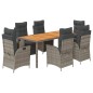 vidaXL Set comedor jardín 7 pzas y cojines ratán sintético gris vidaXL Set comedor jardín 7 pzas y cojines ratán sintético gris