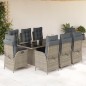 vidaXL Set comedor jardín 9 pzas y cojines ratán sintético gris vidaXL Set comedor jardín 9 pzas y cojines ratán sintético gris