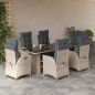 vidaXL Set comedor jardín 7 pzas y cojines ratán sintético gris claro vidaXL Set comedor jardín 7 pzas y cojines ratán sintético gris claro