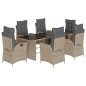 vidaXL Set comedor jardín 7 pzas y cojines ratán sintético gris claro vidaXL Set comedor jardín 7 pzas y cojines ratán sintético gris claro