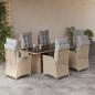 vidaXL Set comedor de jardín 7 pzas con cojines ratán sintético beige vidaXL Set comedor de jardín 7 pzas con cojines ratán sintético beige