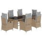 vidaXL Set comedor de jardín 7 pzas con cojines ratán sintético beige vidaXL Set comedor de jardín 7 pzas con cojines ratán sintético beige