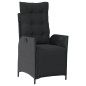 vidaXL Sillón reclinable de jardín con reposapiés ratán PE negro vidaXL Sillón reclinable de jardín con reposapiés ratán PE negro