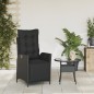 vidaXL Sillón reclinable de jardín con reposapiés ratán PE negro vidaXL Sillón reclinable de jardín con reposapiés ratán PE negro