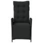 vidaXL Sillón reclinable de jardín con reposapiés ratán PE negro vidaXL Sillón reclinable de jardín con reposapiés ratán PE negro