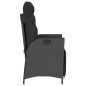 vidaXL Sillón reclinable de jardín con reposapiés ratán PE negro vidaXL Sillón reclinable de jardín con reposapiés ratán PE negro