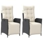 vidaXL Sillones reclinables jardín con reposapiés 2 uds ratán PE negro vidaXL Sillones reclinables jardín con reposapiés 2 uds ratán PE negro
