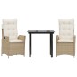 vidaXL Set comedor de jardín 3 pzas con cojines ratán sintético beige vidaXL Set comedor de jardín 3 pzas con cojines ratán sintético beige