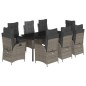 vidaXL Set comedor jardín 9 pzas y cojines ratán sintético gris vidaXL Set comedor jardín 9 pzas y cojines ratán sintético gris