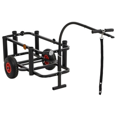 vidaXL Carrito de pesca de acero negro