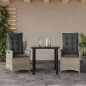 vidaXL Set comedor de jardín 3 pzas cojines ratán sintético gris claro vidaXL Set comedor de jardín 3 pzas cojines ratán sintético gris claro