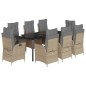 vidaXL Set comedor de jardín 9 pzas con cojines ratán sintético beige vidaXL Set comedor de jardín 9 pzas con cojines ratán sintético beige