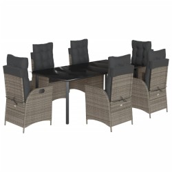 vidaXL Set comedor jardín 7 pzas y cojines ratán sintético gris