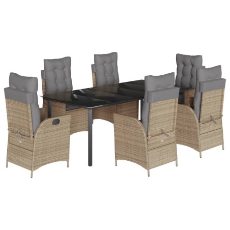 vidaXL Set comedor de jardín 7 pzas con cojines ratán sintético beige