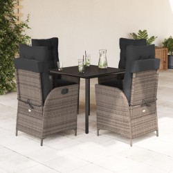 vidaXL Set comedor de jardín 5 piezas con cojines ratán sintético gris
