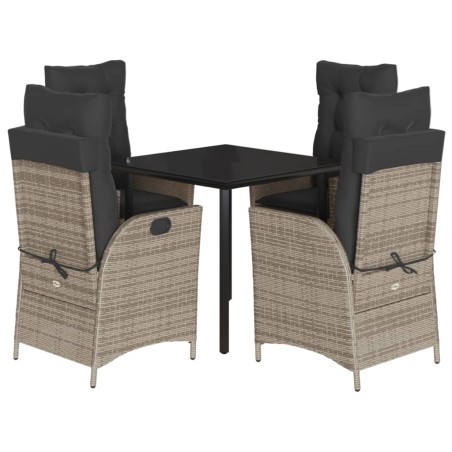 vidaXL Set comedor de jardín 5 piezas con cojines ratán sintético gris