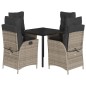 vidaXL Set comedor de jardín 5 piezas con cojines ratán sintético gris vidaXL Set comedor de jardín 5 piezas con cojines ratán sintético gris