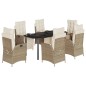 vidaXL Set comedor de jardín 7 pzas con cojines ratán sintético beige vidaXL Set comedor de jardín 7 pzas con cojines ratán sintético beige