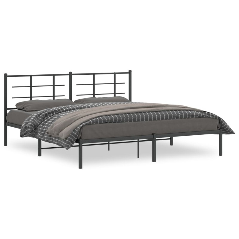 vidaXL Estructura de cama con cabecero metal negro 183x213 cm vidaXL Estructura de cama con cabecero metal negro 183x213 cm