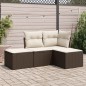 vidaXL Set de sofás de jardín 4 pzas y cojines ratán sintético marrón vidaXL Set de sofás de jardín 4 pzas y cojines ratán sintético marrón